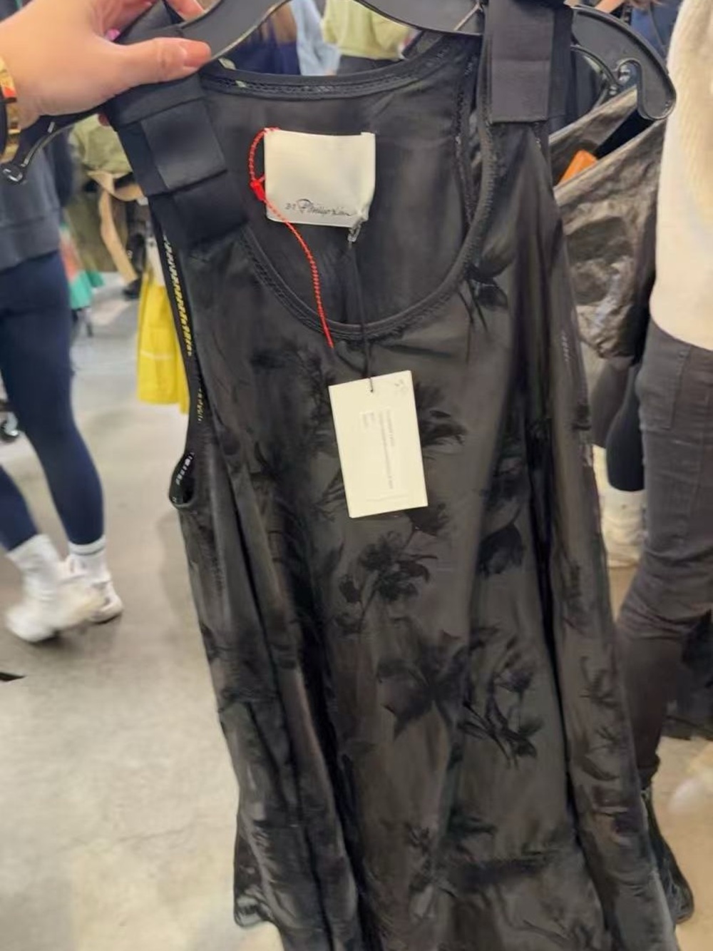 3.1 Phillip Lim Black Floral Silk Slip mini Dress with bows on shoulder
